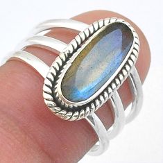 4.53cts faceted natural blue labradorite 925 sterling silver ring size 7 u60921