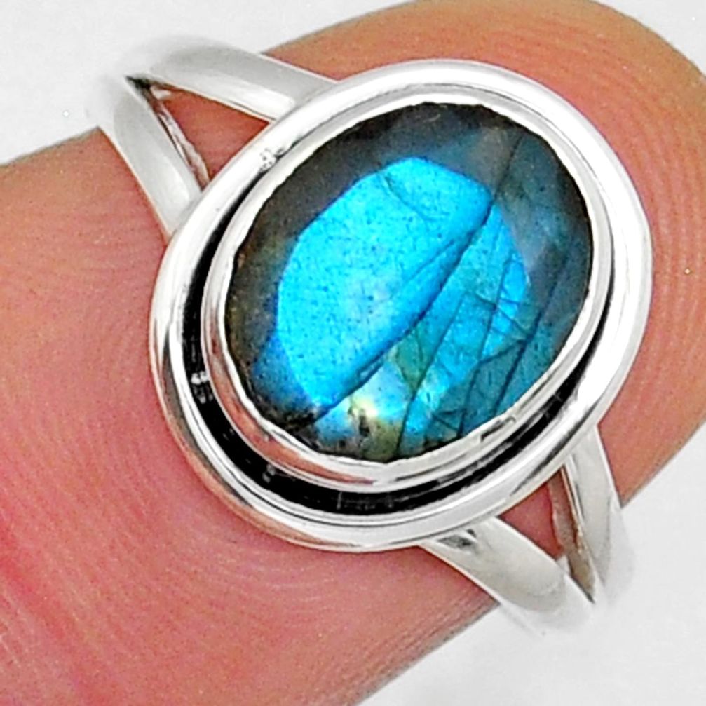 4.06cts faceted natural blue labradorite 925 sterling silver ring size 7 y13760