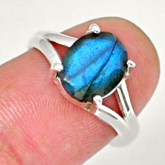 4.09cts faceted natural blue labradorite 925 sterling silver ring size 7 y16676