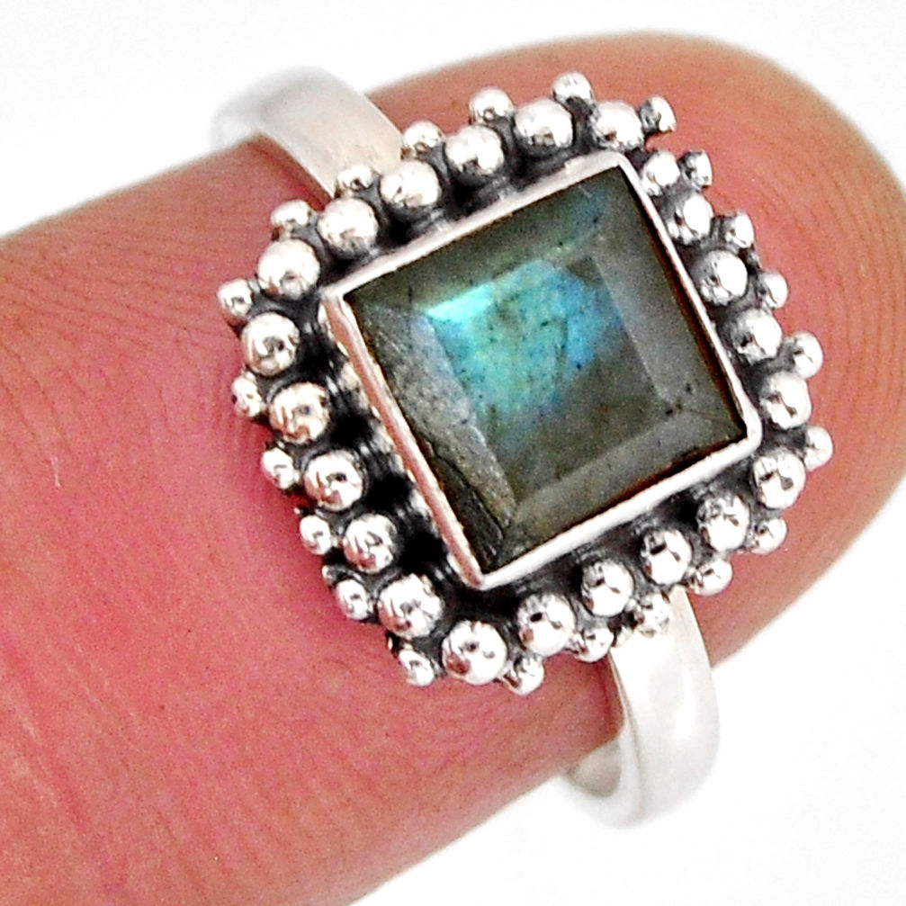 2.44cts faceted natural blue labradorite 925 sterling silver ring size 7 y72626