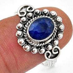 2.02cts faceted natural blue sapphire 925 sterling silver ring size 7.5 n43015