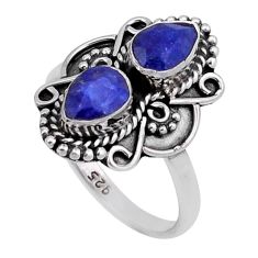 3.27cts faceted natural blue sapphire 925 sterling silver ring size 7.5 n43224