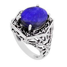 5.27cts faceted natural blue sapphire 925 sterling silver ring size 6 n52701