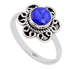 1.03cts faceted natural blue sapphire 925 sterling silver ring size 6 n52870