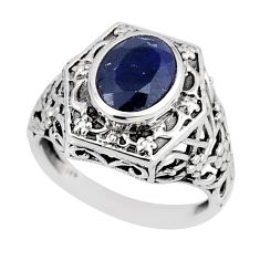 3.16cts faceted natural blue sapphire 925 sterling silver ring size 6 y45672