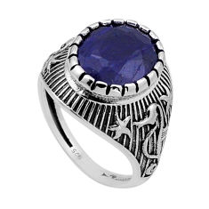 5.27cts faceted natural blue sapphire 925 sterling silver ring size 7 n52721