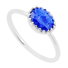 2.09cts faceted natural blue sapphire 925 sterling silver ring size 7 u35202