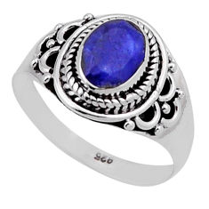 2.00cts faceted natural blue sapphire 925 sterling silver ring size 8 n40230