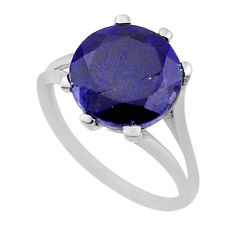 7.11cts faceted natural blue sapphire 925 sterling silver ring size 9 n50791