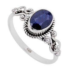 2.05cts faceted natural blue sapphire 925 sterling silver ring size 9 n52915