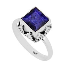 2.42cts faceted natural blue sapphire 925 sterling silver ring size 6.5 y65497