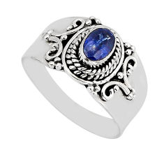 1.09cts faceted natural blue sapphire 925 sterling silver ring size 7.5 y72336