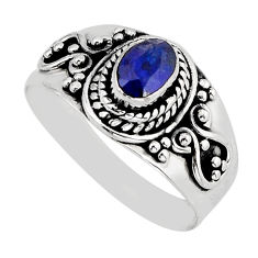 0.97cts faceted natural blue sapphire oval sterling silver ring size 6.5 y72325