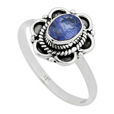 1.49cts faceted natural blue tanzanite 925 sterling silver ring size 7.5 n42621