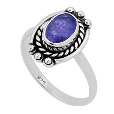 1.49cts faceted natural blue tanzanite 925 sterling silver ring size 5.5 n42625