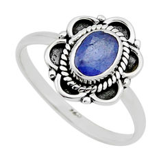 1.49cts faceted natural blue tanzanite 925 sterling silver ring size 7.5 n42629