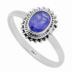 1.46cts faceted natural blue tanzanite 925 sterling silver ring size 7.5 n42634