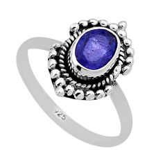 1.48cts faceted natural blue tanzanite 925 sterling silver ring size 6 n43691
