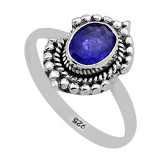 1.42cts faceted natural blue tanzanite 925 sterling silver ring size 6 n43697