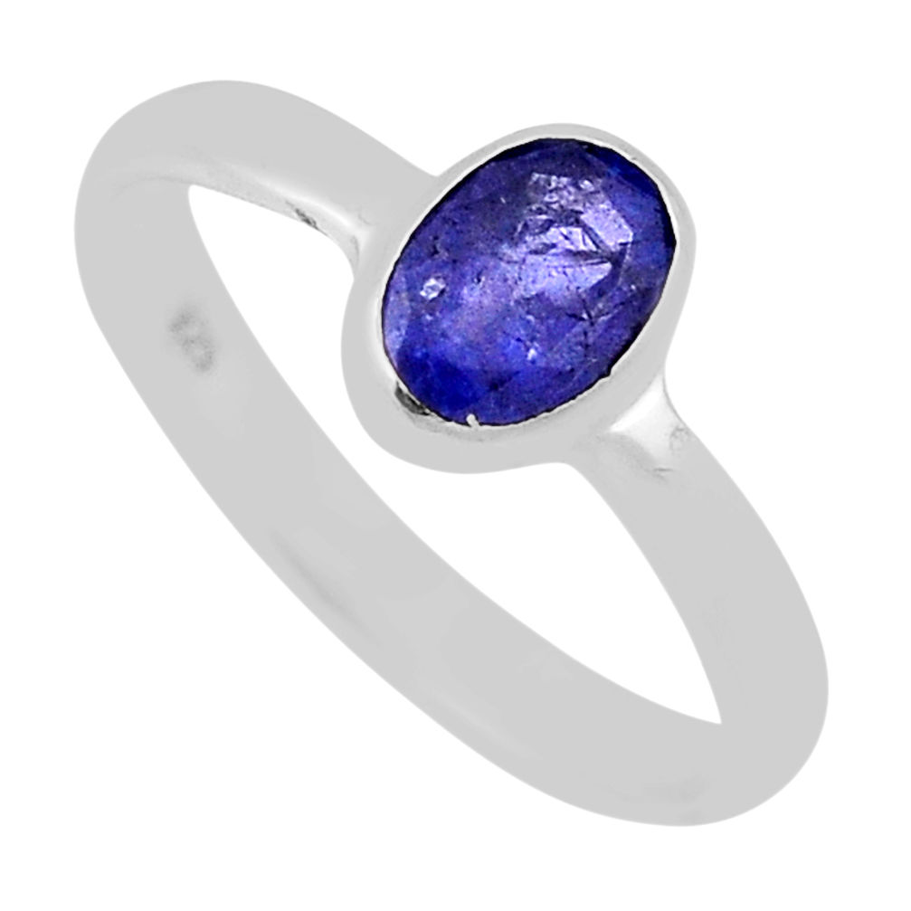 1.52cts faceted natural blue tanzanite oval sterling silver ring size 7 n37417
