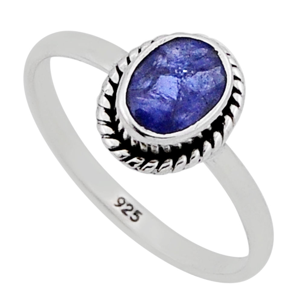 1.28cts faceted natural blue tanzanite oval sterling silver ring size 7 n42639