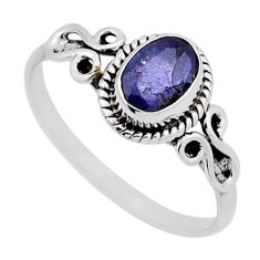 1.47cts faceted natural blue tanzanite oval sterling silver ring size 8 n42628