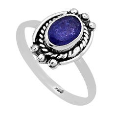1.46cts faceted natural blue tanzanite oval sterling silver ring size 8 n43683