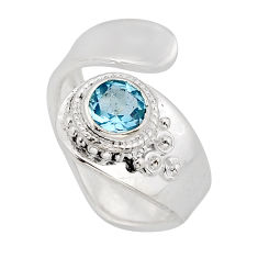 1.06cts faceted natural blue topaz 925 silver adjustable ring size 7 y76114