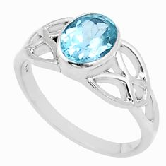 2.09cts faceted natural blue topaz 925 sterling silver ring size 10 u75639