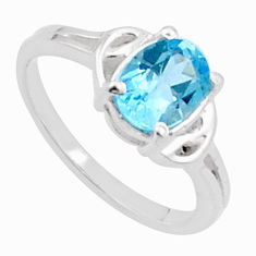 2.13cts faceted natural blue topaz 925 sterling silver ring size 7 u35692