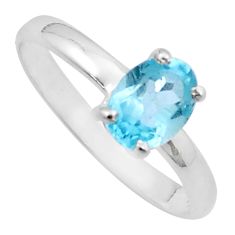 2.24cts faceted natural blue topaz 925 sterling silver ring size 8 u35115