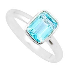 2.04cts faceted natural blue topaz 925 sterling silver ring size 8 u35313
