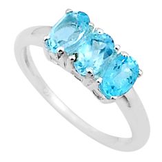 2.83cts faceted natural blue topaz 925 sterling silver ring size 8 u35916