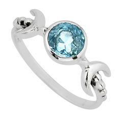 1.05cts faceted natural blue topaz 925 sterling silver ring size 7.5 y80741