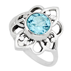 2.13cts faceted natural blue topaz 925 sterling silver ring size 6.5 y80783
