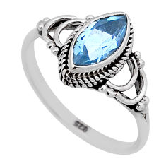 2.56cts faceted natural blue topaz marquise sterling silver ring size 7.5 n47245