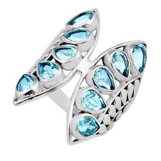 9.95cts faceted natural blue topaz pear 925 silver butterfly ring size 8 y37807