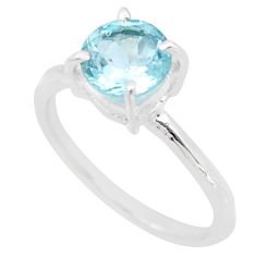 2.50cts faceted natural blue topaz round 925 sterling silver ring size 8 u39926