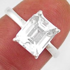 3.15cts faceted natural danburite faceted octagan silver ring size 5.5 y25465