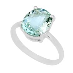 4.09cts faceted natural feldspar oval 925 sterling silver ring size 6.5 y1947