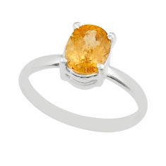 2.10cts faceted natural golden imperial topaz 925 silver ring size 6.5 y25874