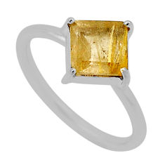 2.89cts faceted natural golden tourmaline rutile 925 silver ring size 6.5 n33690
