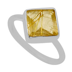 3.09cts faceted natural golden tourmaline rutile 925 silver ring size 5.5 n33692