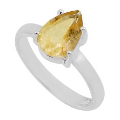 2.53cts faceted natural golden tourmaline rutile 925 silver ring size 6.5 n39857