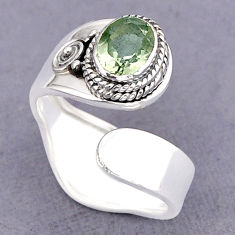 2.13cts faceted natural green amethyst 925 silver adjustable ring size 8 y75346