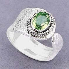 2.04cts faceted natural green amethyst 925 silver adjustable ring size 8 y75348