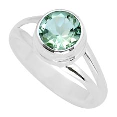 2.42cts faceted natural green amethyst 925 sterling silver ring size 6 y16358