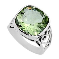8.22cts faceted natural green amethyst 925 sterling silver ring size 7 y82760