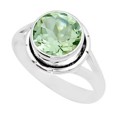 4.82cts faceted natural green amethyst 925 sterling silver ring size 8 y13709