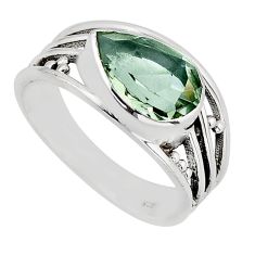 4.50cts faceted natural green amethyst 925 sterling silver ring size 8 y80707